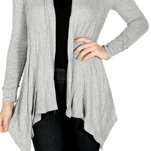 ribbed open front cardigan